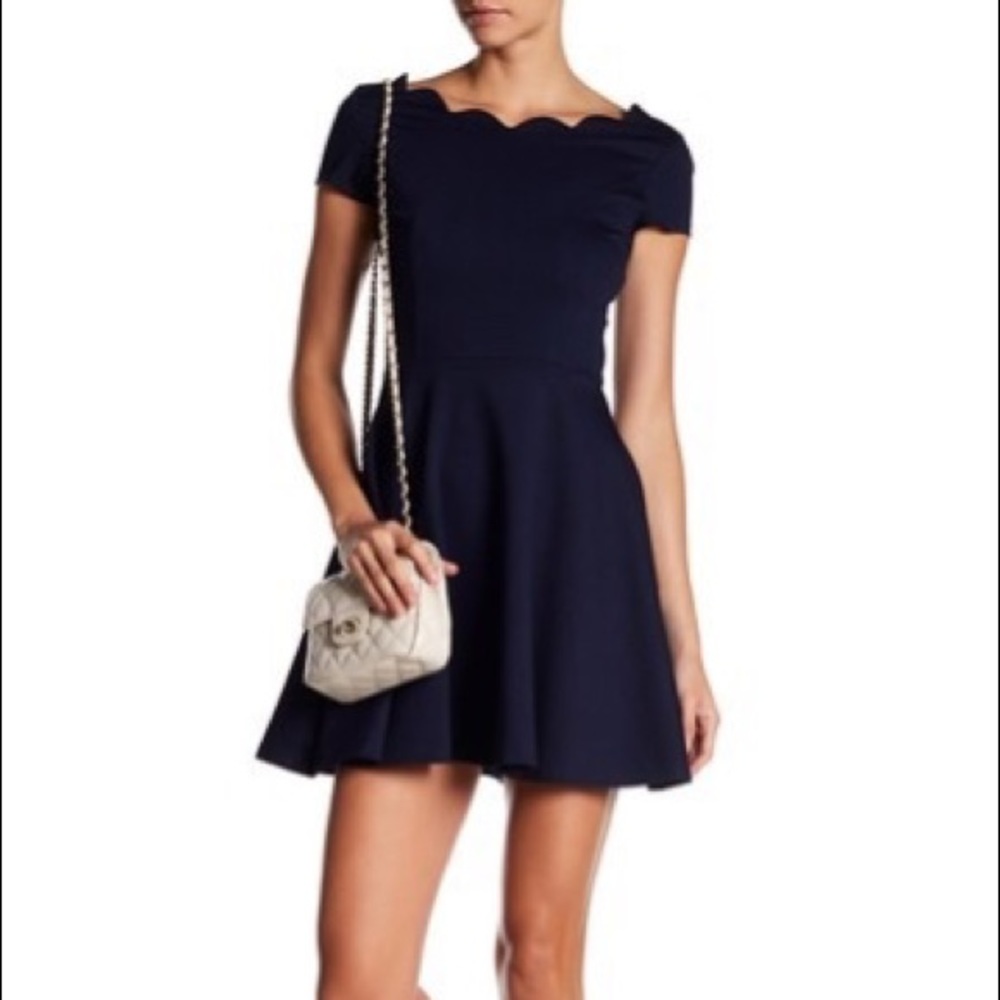 Love... ady cap sleeve scallop fit and flare dress
